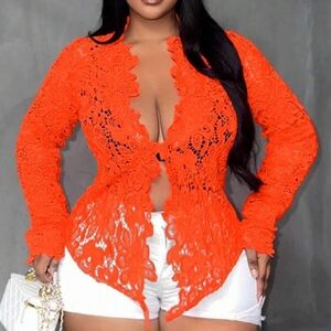 Deep V-neck Lace Top